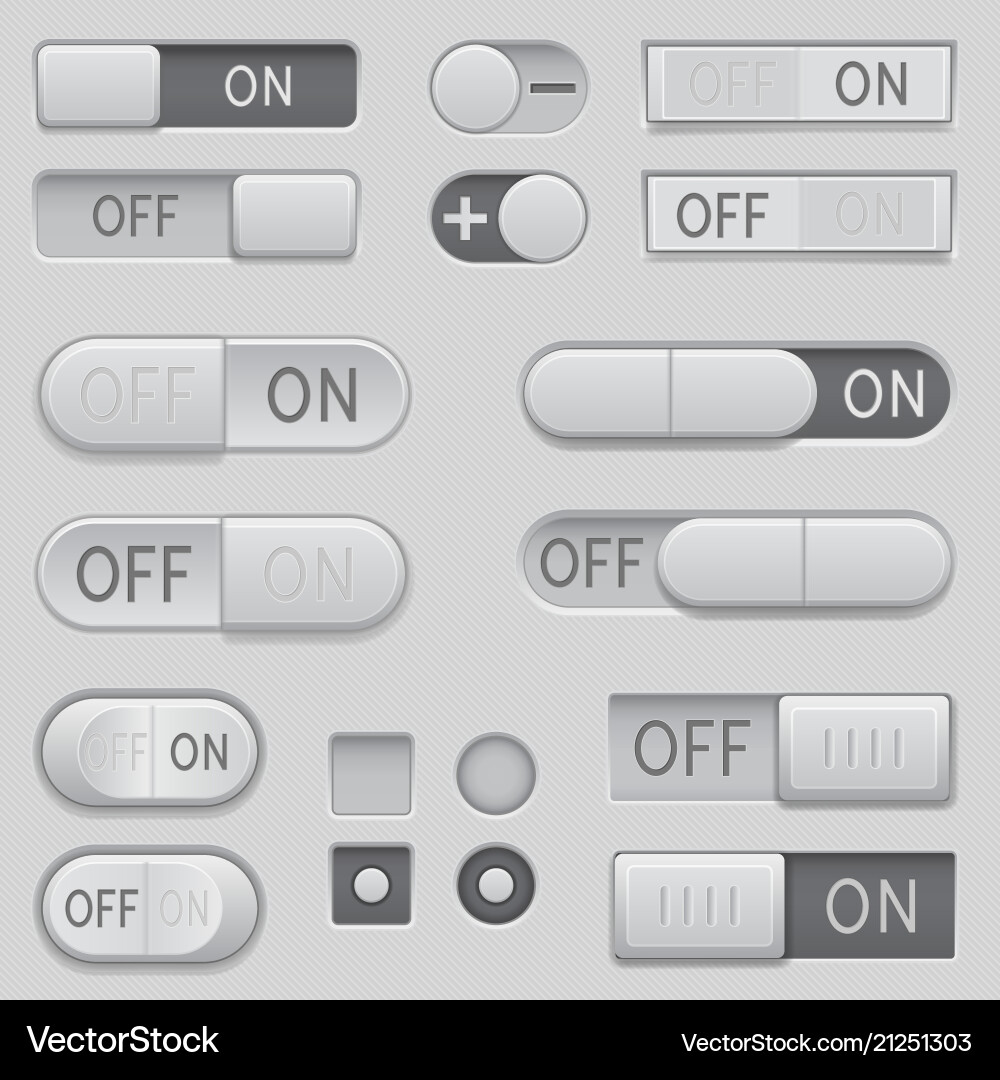 Toggle Switch Slider Buttons Interface vector image