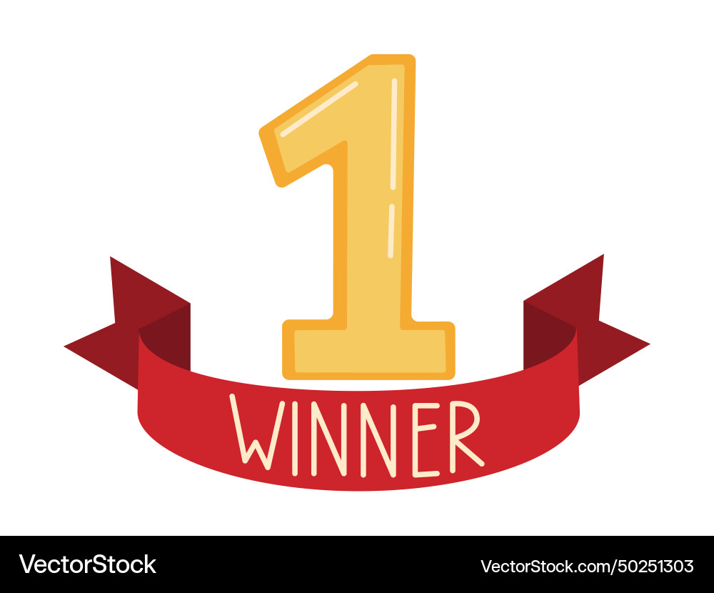 Winner number one background with red ribbon Vector Image