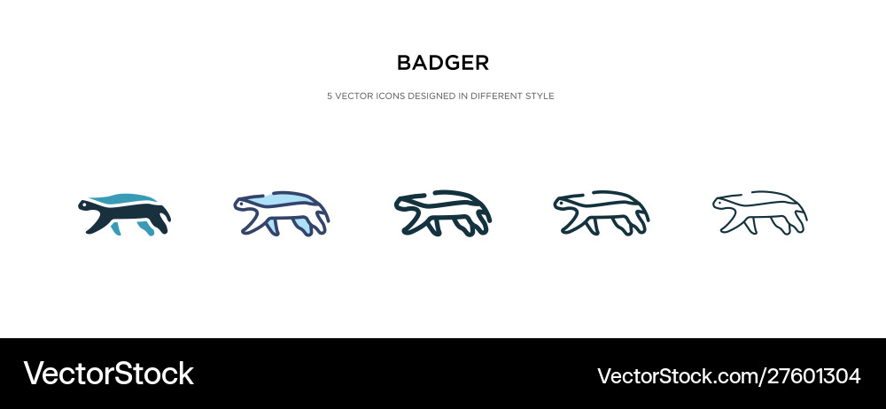 Badger icon in different style two colored vector image