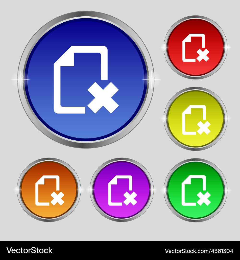 Delete file document icon sign round symbol Vector Image
