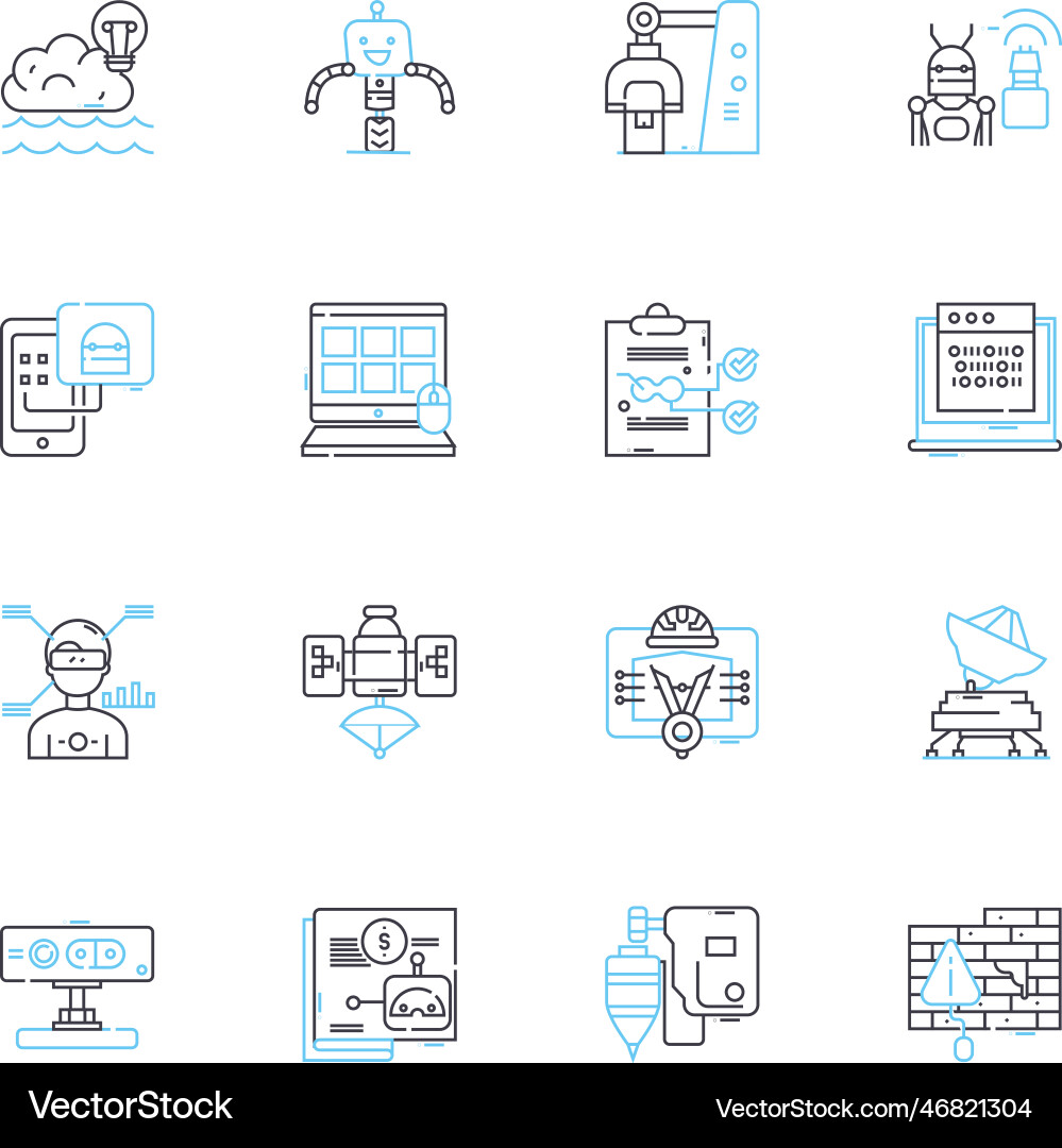 Developer linear icons set coding software Developer linear icons set coding software vector image