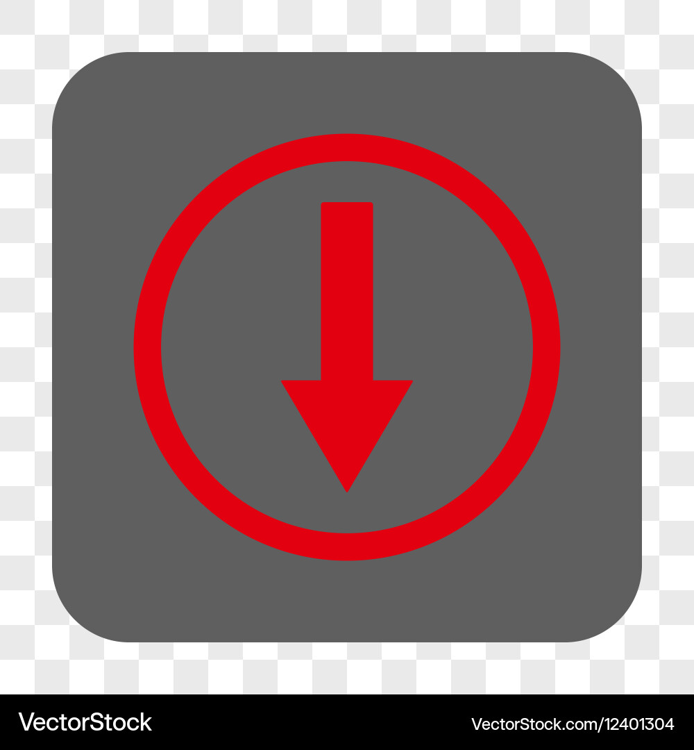 Down rounded arrow square button vector image