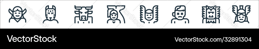 Fantastic characters line icons linear set Fantastic characters line icons linear set vector image