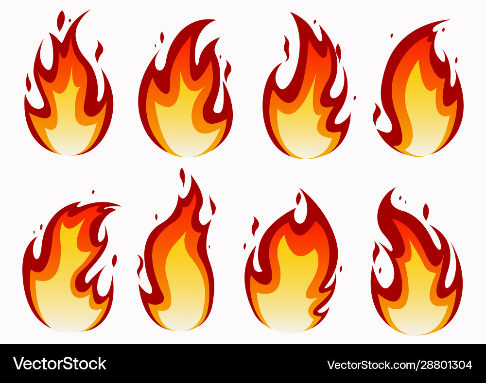 Flame Set - Fire Icons Royalty Free Vector Image