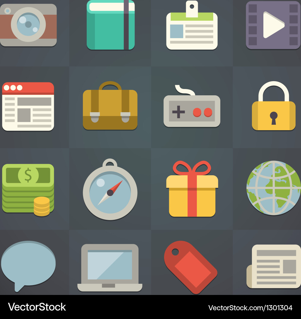 Flat Icon Set - App & Web vector image