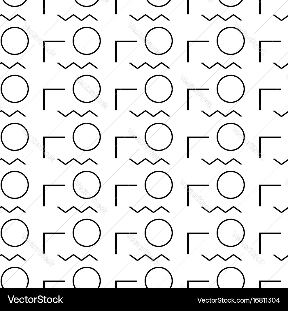 Geometric seamless patterns monochrome background vector image