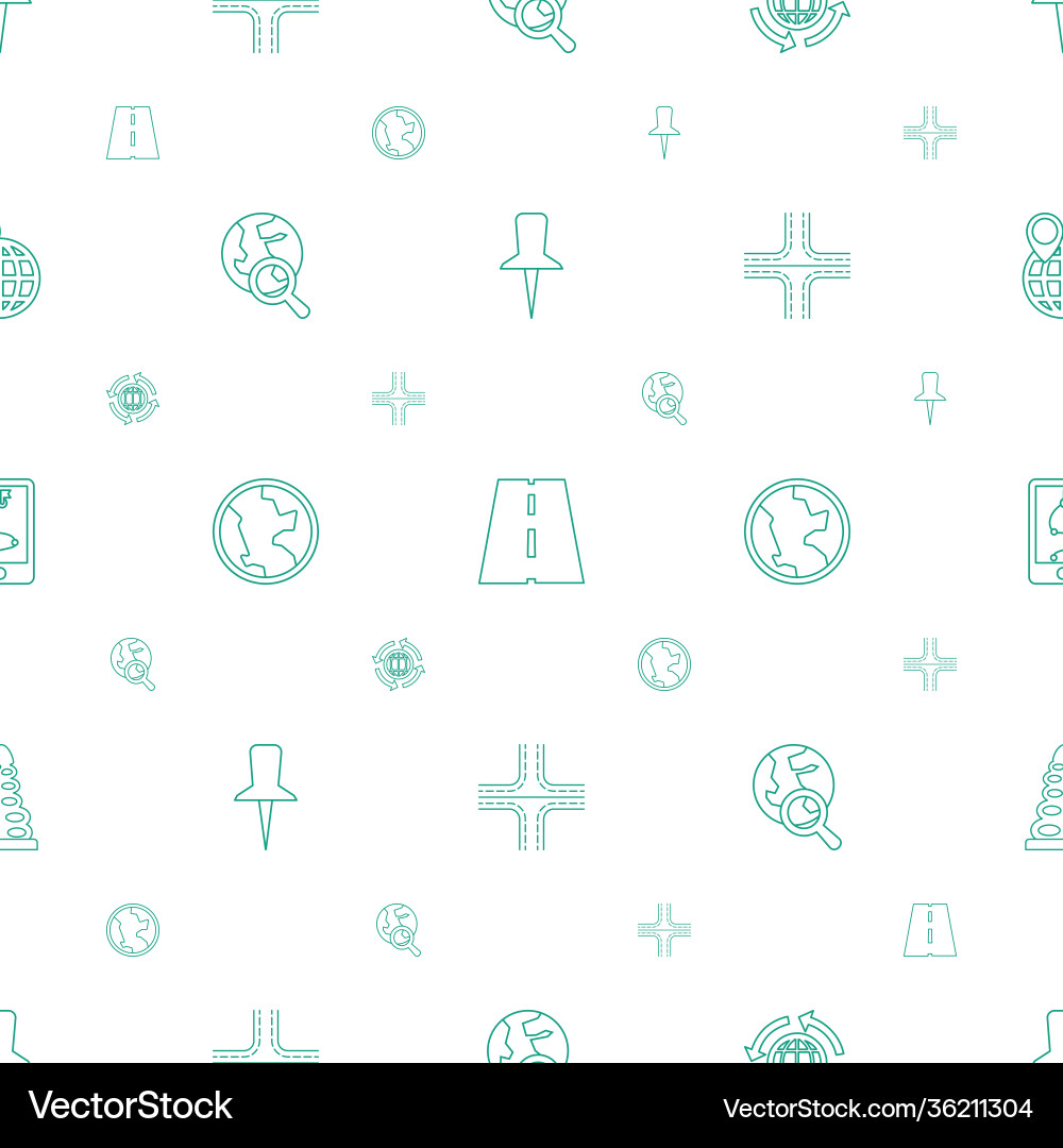 Map icons pattern seamless white background vector image