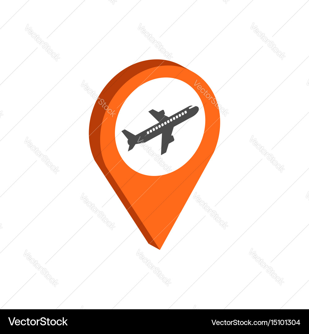 Map pointer with airplane symbol flat isometric Vector Image
