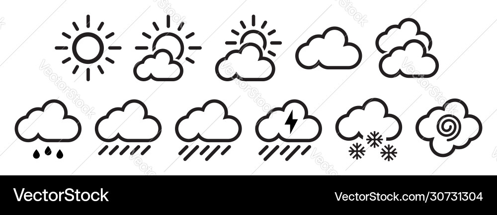 Minimal simple weather reports icons Vector Image