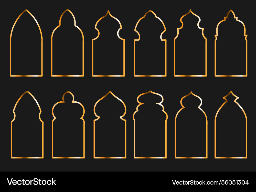 Oriental golden windows traditional islamic Vector Image