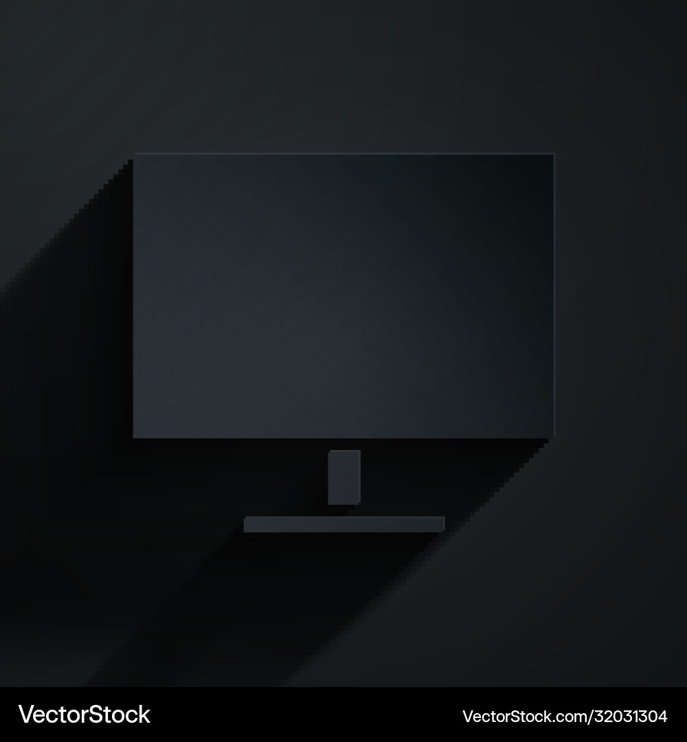 Paper cut computer monitor screen icon isolated Paper cut computer monitor screen icon isolated vector image