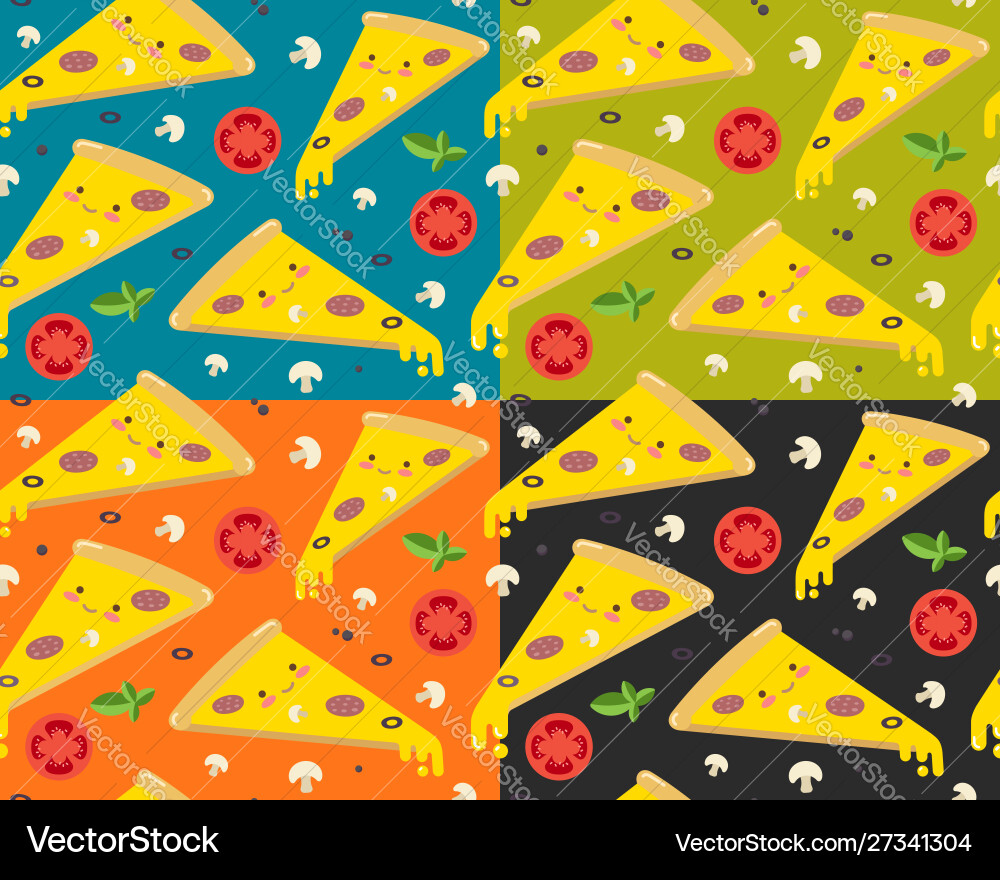 Seamless pattern with cute slice pizza character Seamless pattern with cute slice pizza character vector image