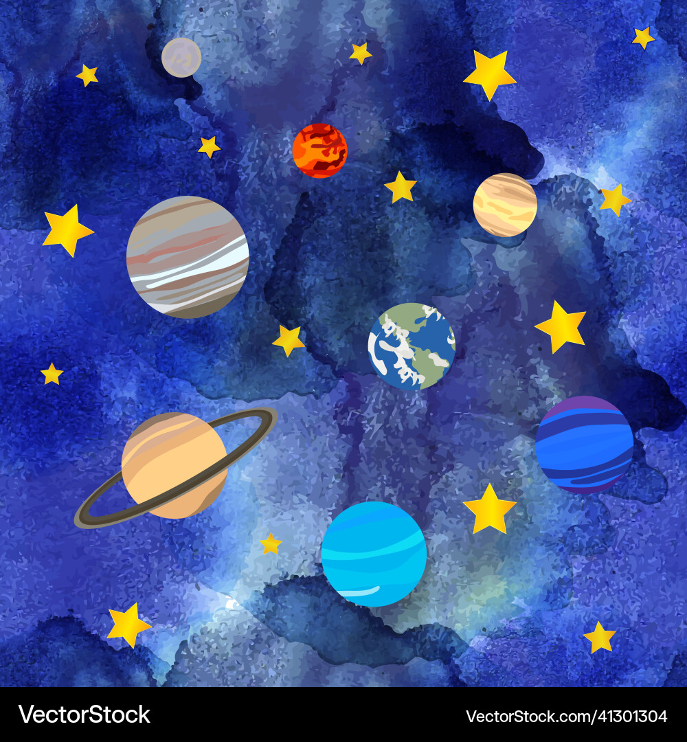 Seamless pattern with different cosmic Seamless pattern with different cosmic vector image