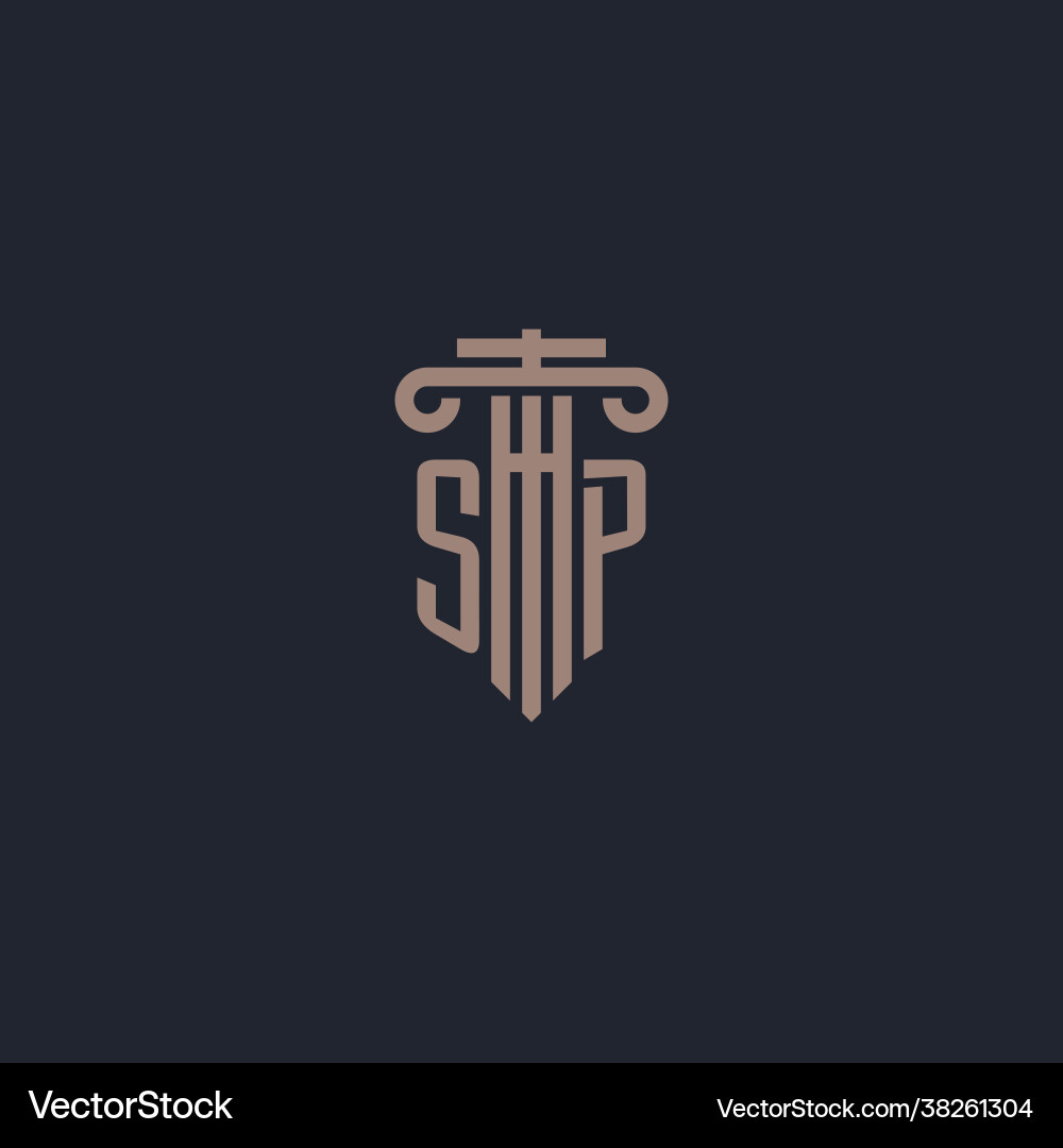 Sp initial logo monogram with pillar style design Sp initial logo monogram with pillar style design Vector Image