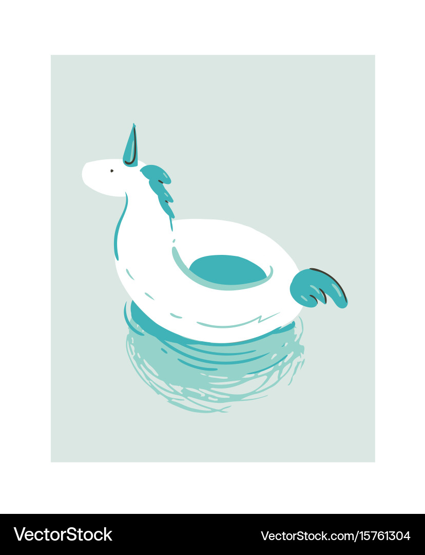 Summer Unicorn Pool Float vector image