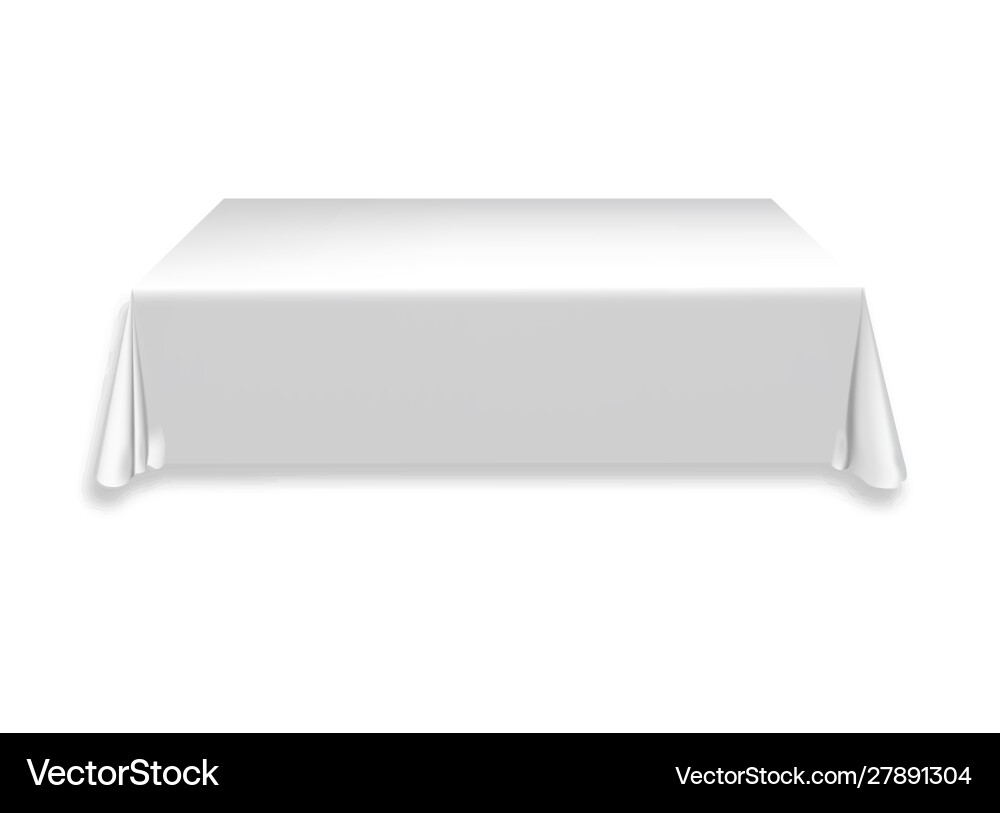 White tablecloth on table empty mockup White tablecloth on table empty mockup vector image