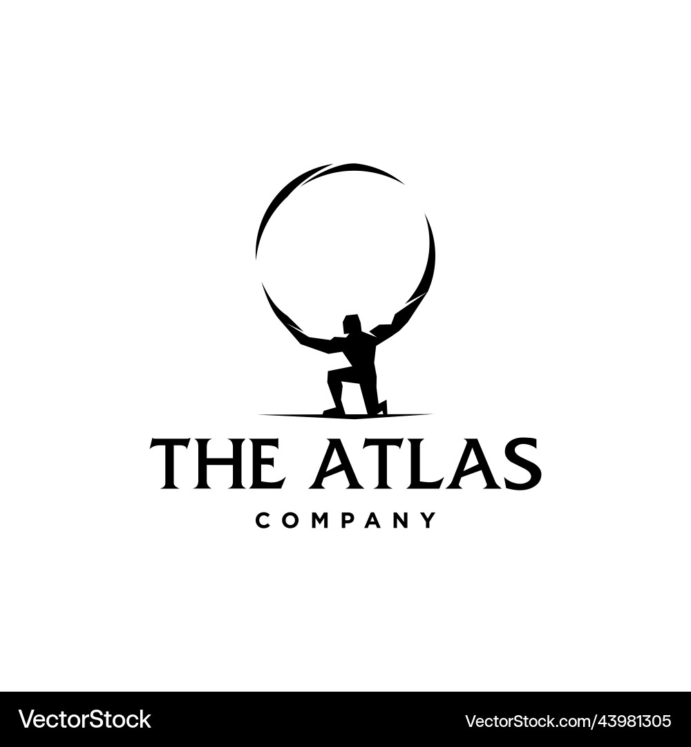 Atlas logo icon geometric god lifting globe Atlas logo icon geometric god lifting globe vector image
