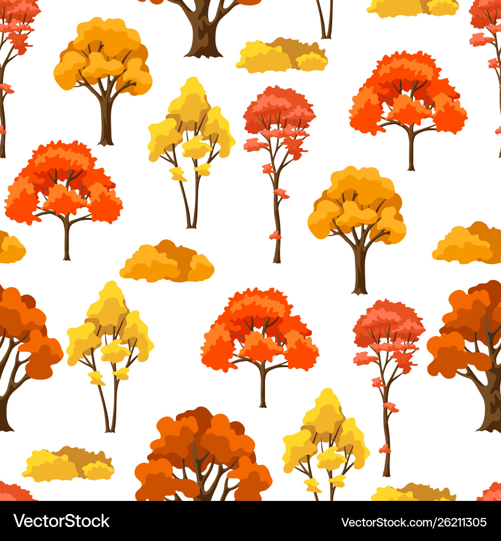 Autumn seamless pattern with stylized trees Autumn seamless pattern with stylized trees vector image