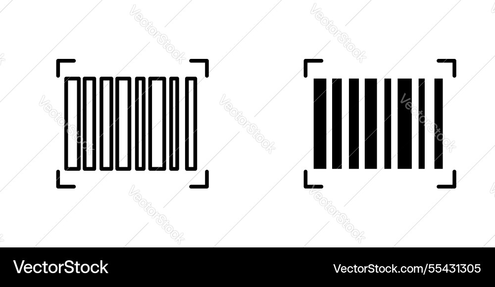 Barcode read icons set in filled and strokes vector image