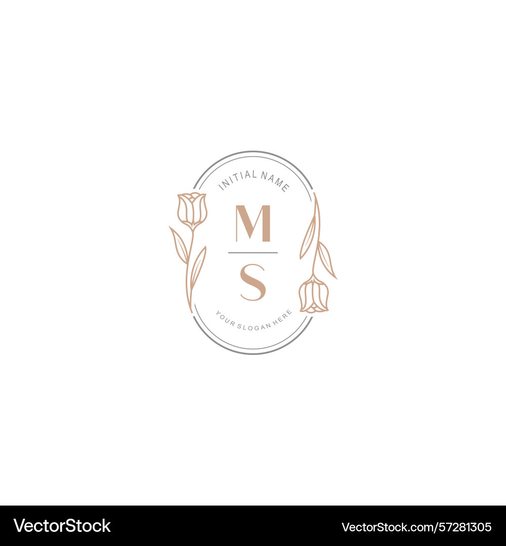 Botanical monogram logos with initial ms Botanical monogram logos with initial ms Vector Image