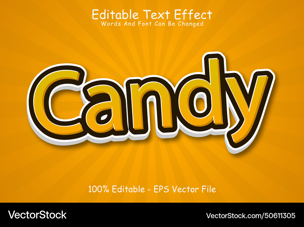 Candy editable text effect 3 dimension emboss Vector Image