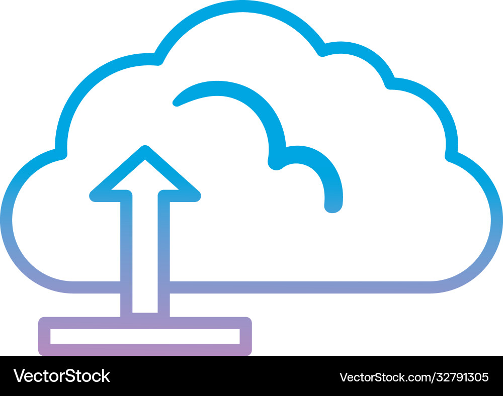 Cloud computing with upload arrow gradient style vector image