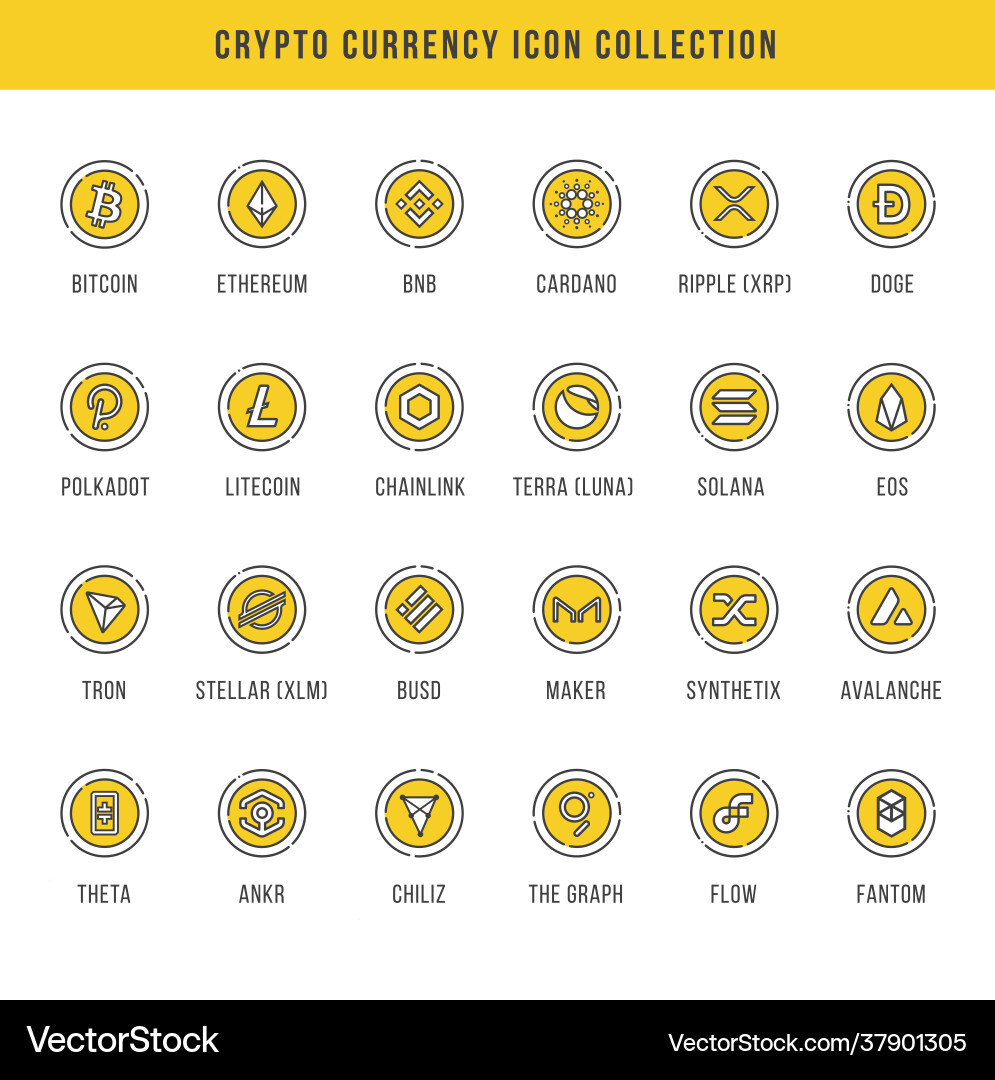 Crypto Currency Collection Logos – Royalty-Free Vector | VectorStock