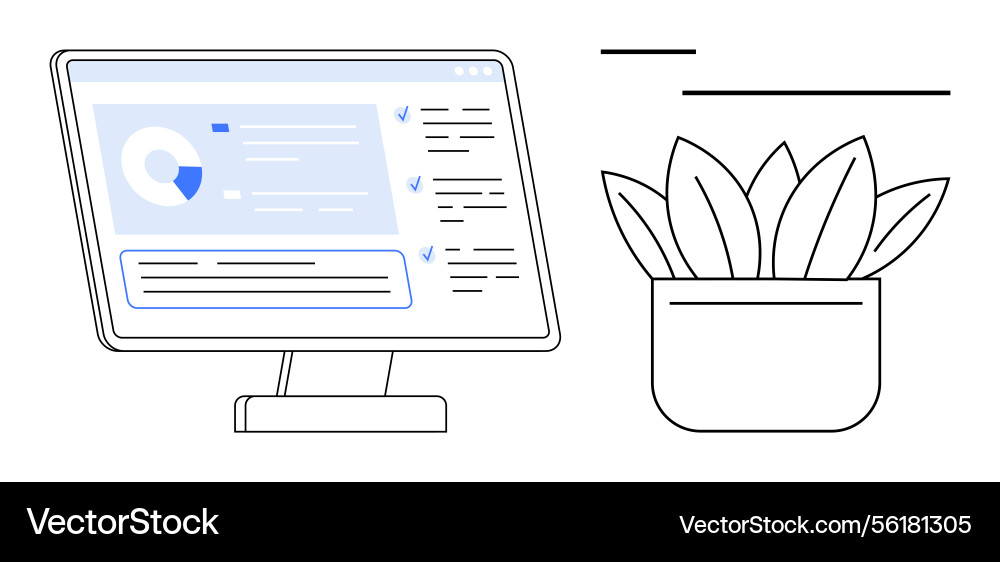 Digital workspace with data dashboard on screen Digital workspace with data dashboard on screen Vector Image