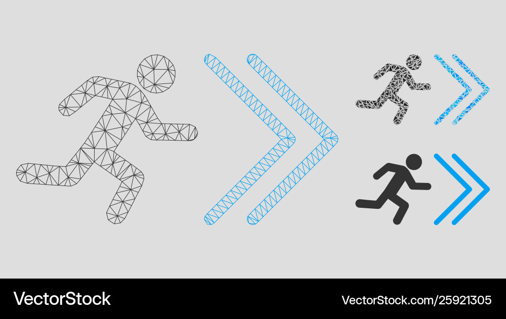 Exit direction mesh 2d model and triangle Exit direction mesh 2d model and triangle vector image