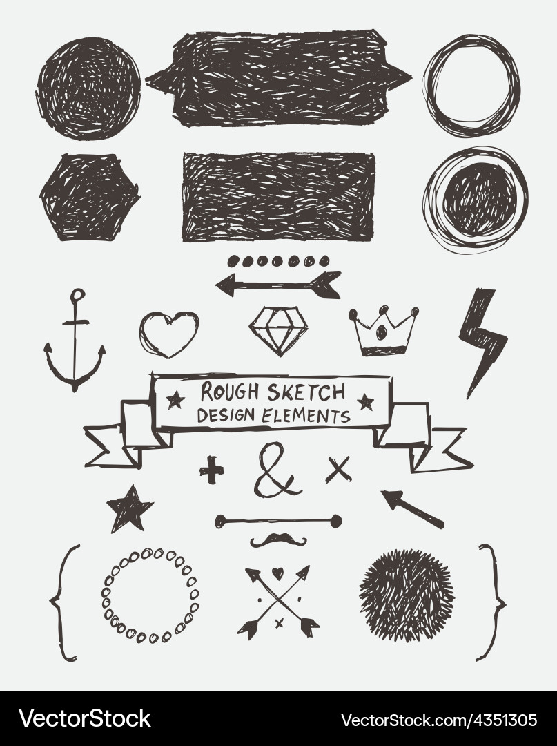 Hand Drawn Sketch Elements Royalty Free Vector Image