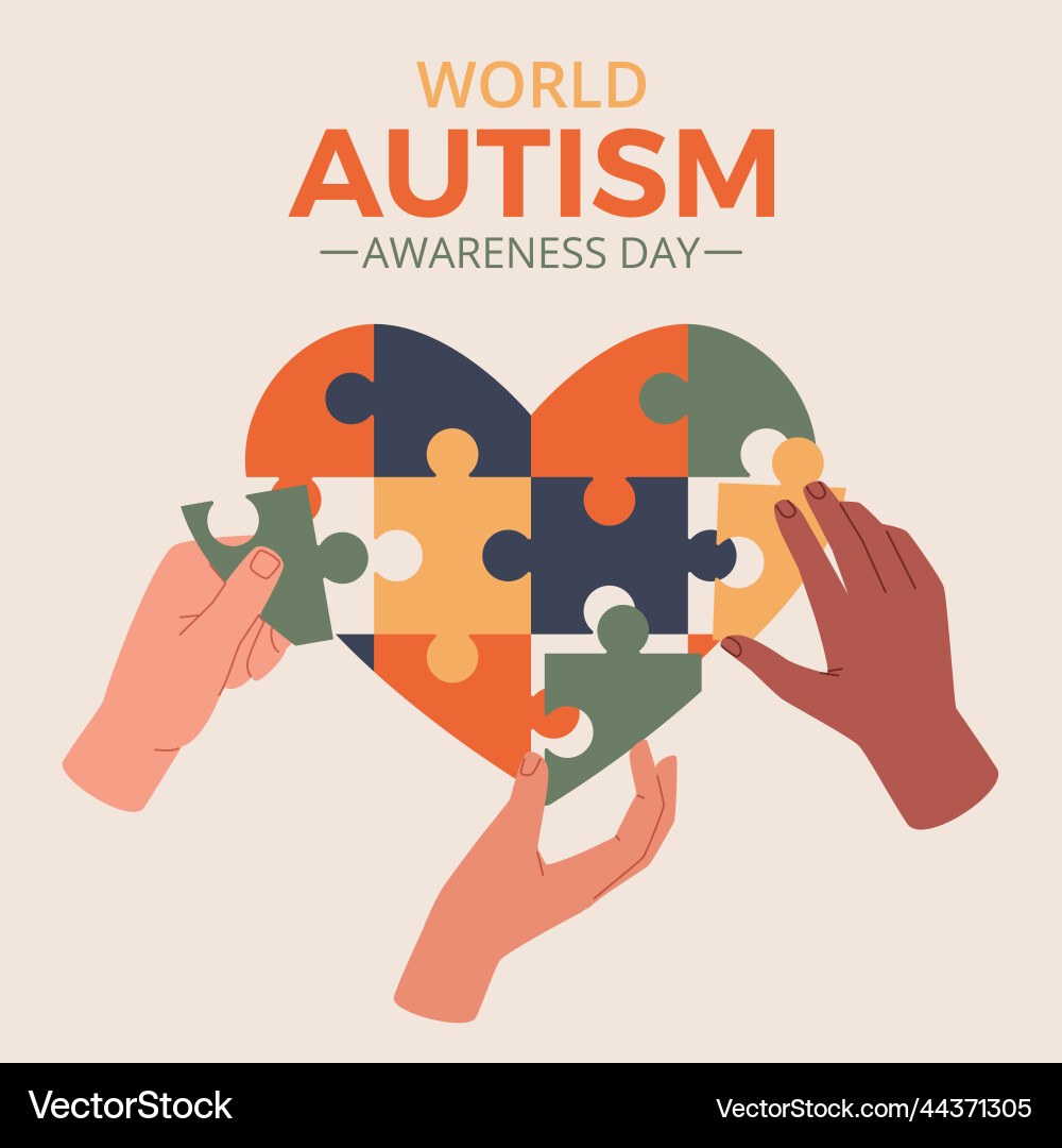 Hands autism day poster nervous system disease Hands autism day poster nervous system disease vector image