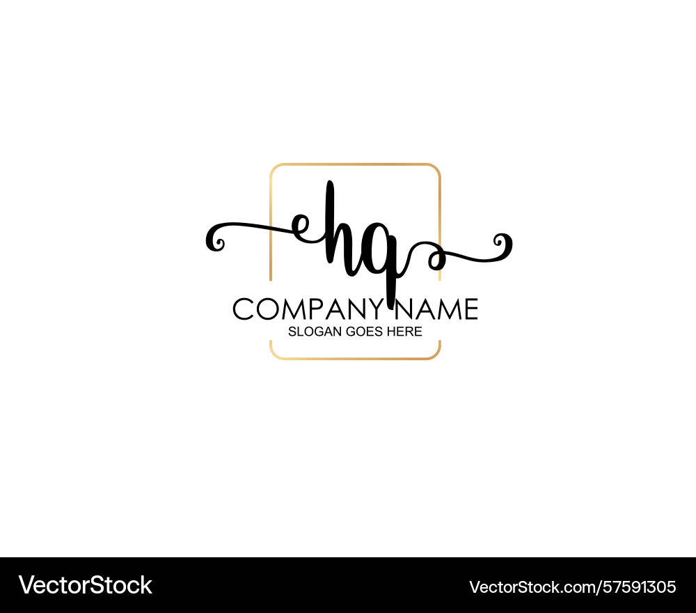 Hq initial handwriting logo design collection Vector Image