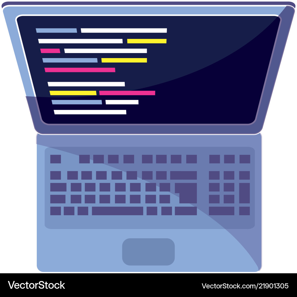 Laptop with data code programming technology Vector Image