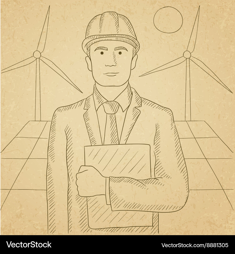 Man holding tablet computer Vector Image