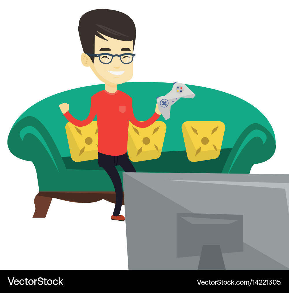 Man playing video game vector image