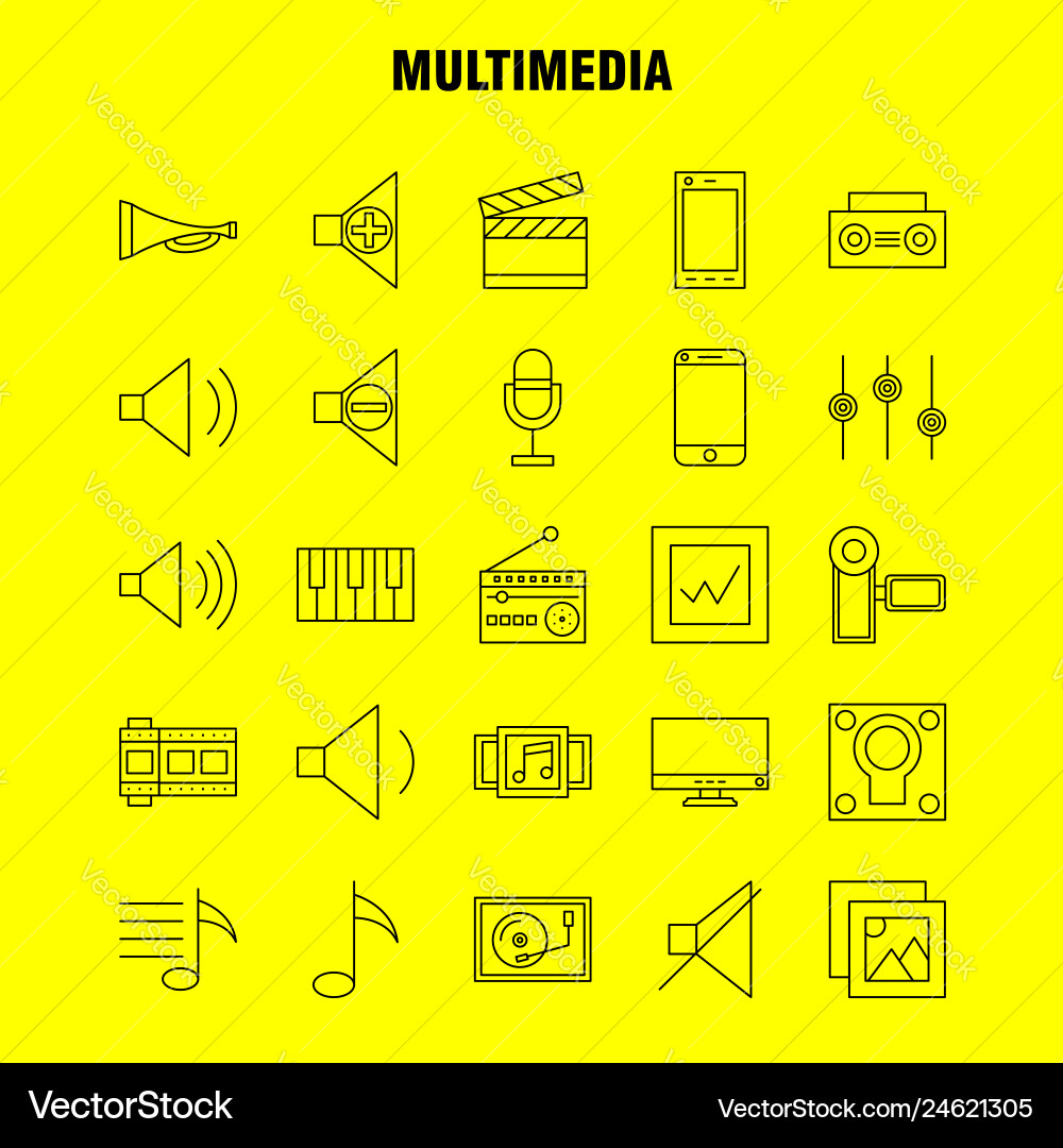 Multimedia line icon for web print and mobile Multimedia line icon for web print and mobile vector image