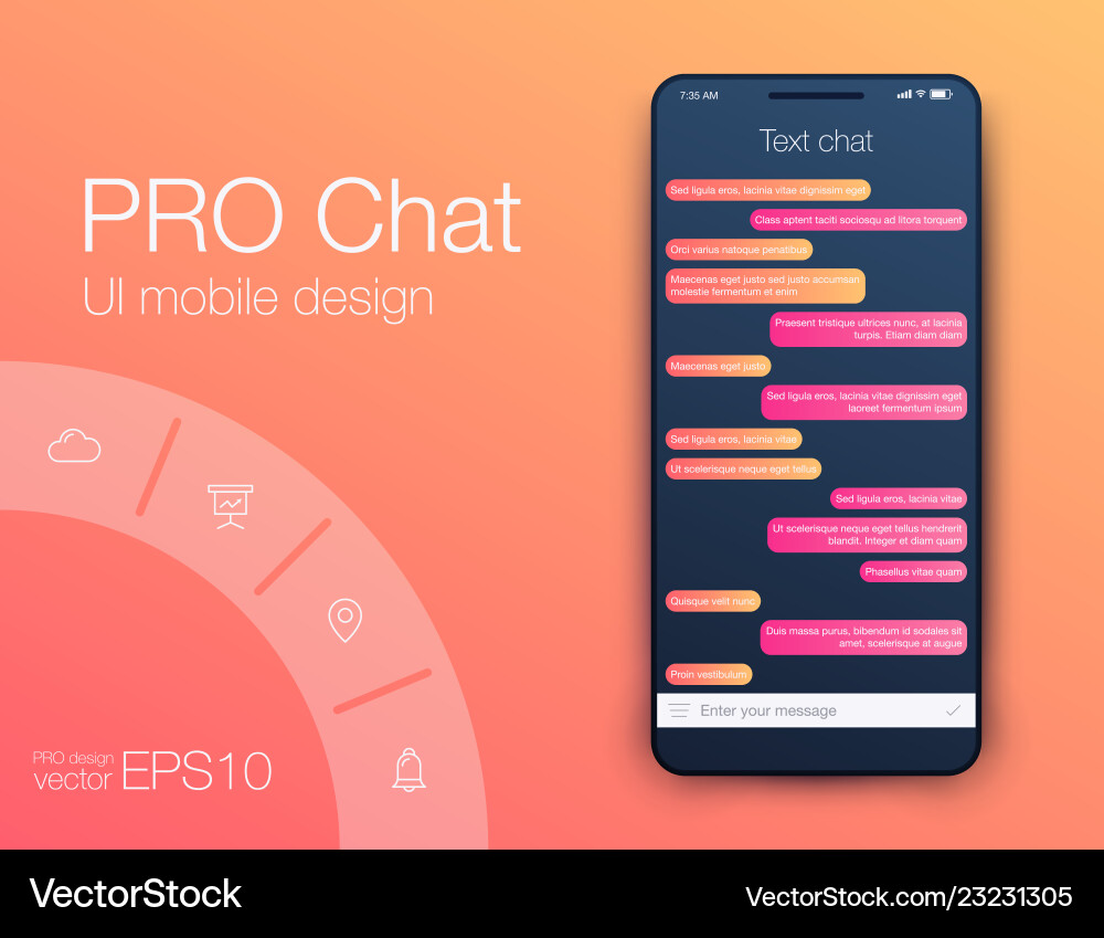 Phone chat interface sms messages stock Phone chat interface sms messages stock vector image