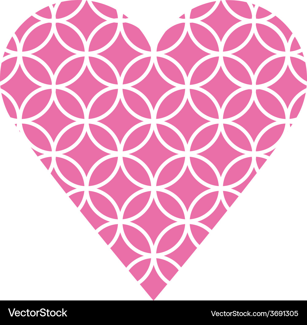 Pink fretwork circle heart Vector Image
