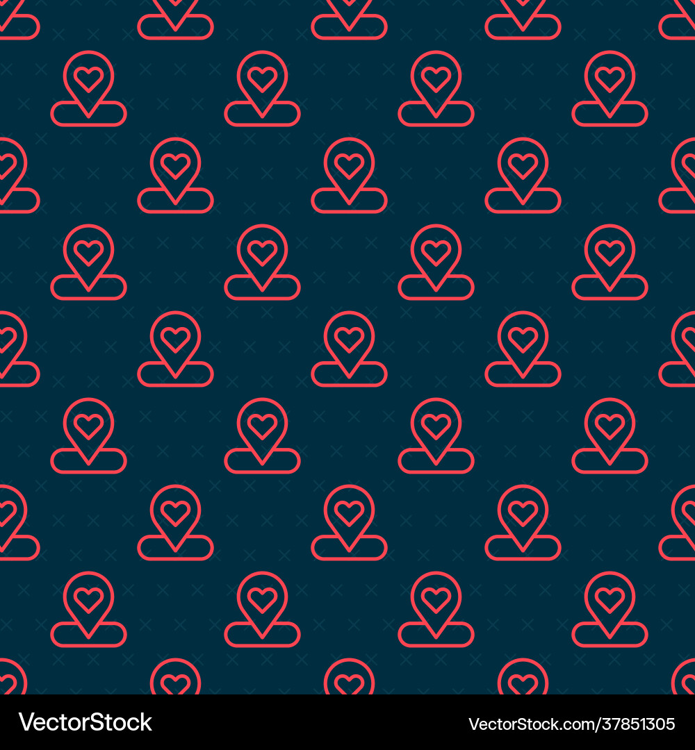 Red line map pointer with heart icon isolated Red line map pointer with heart icon isolated vector image