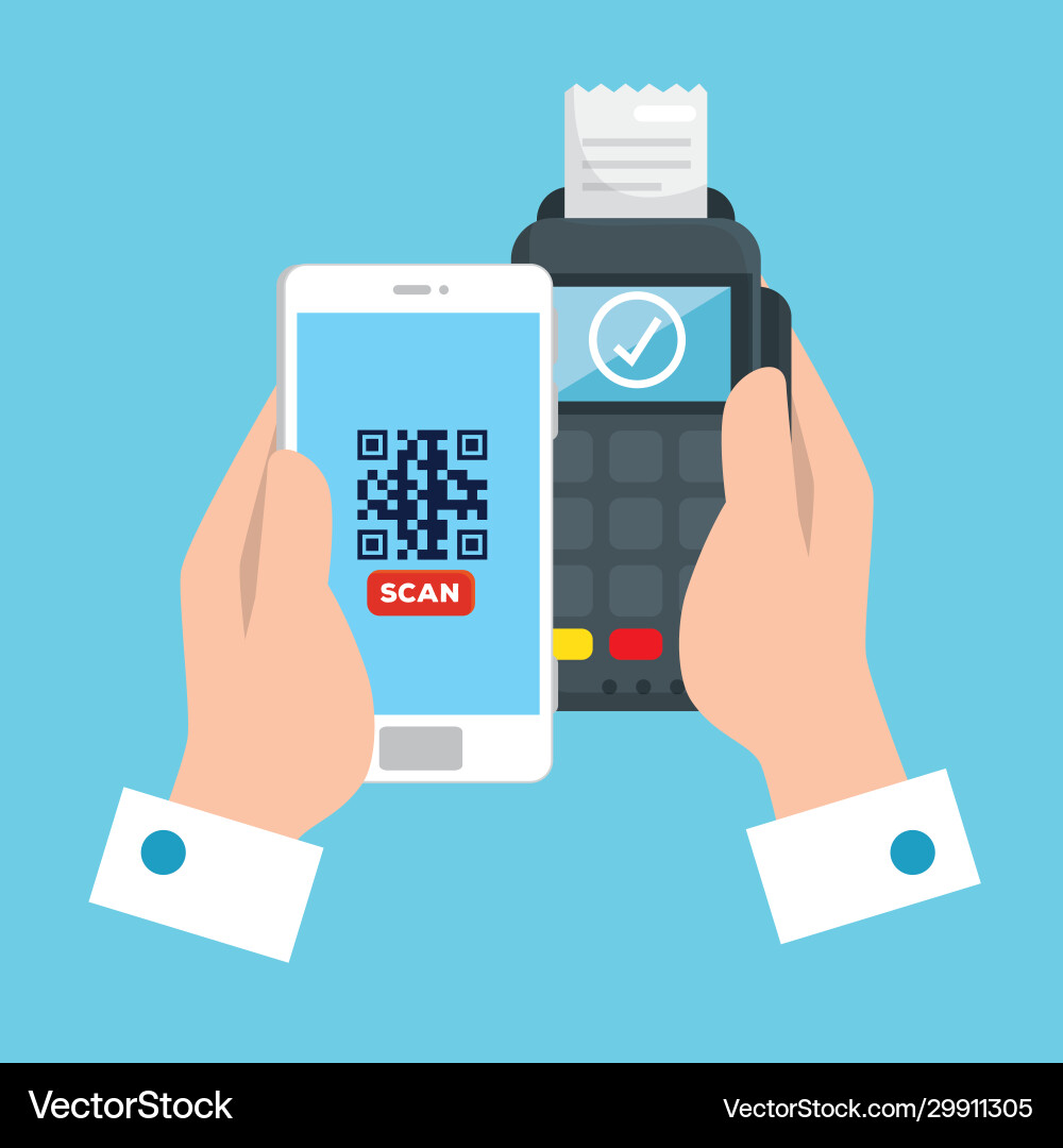 Scan qr code in smartphone with dataphone Scan qr code in smartphone with dataphone vector image