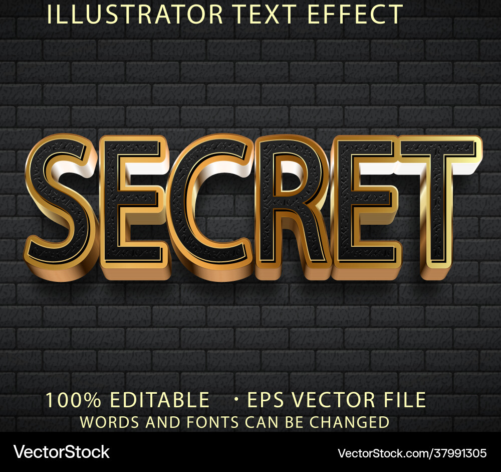Secret 3d -editable text effect vector image