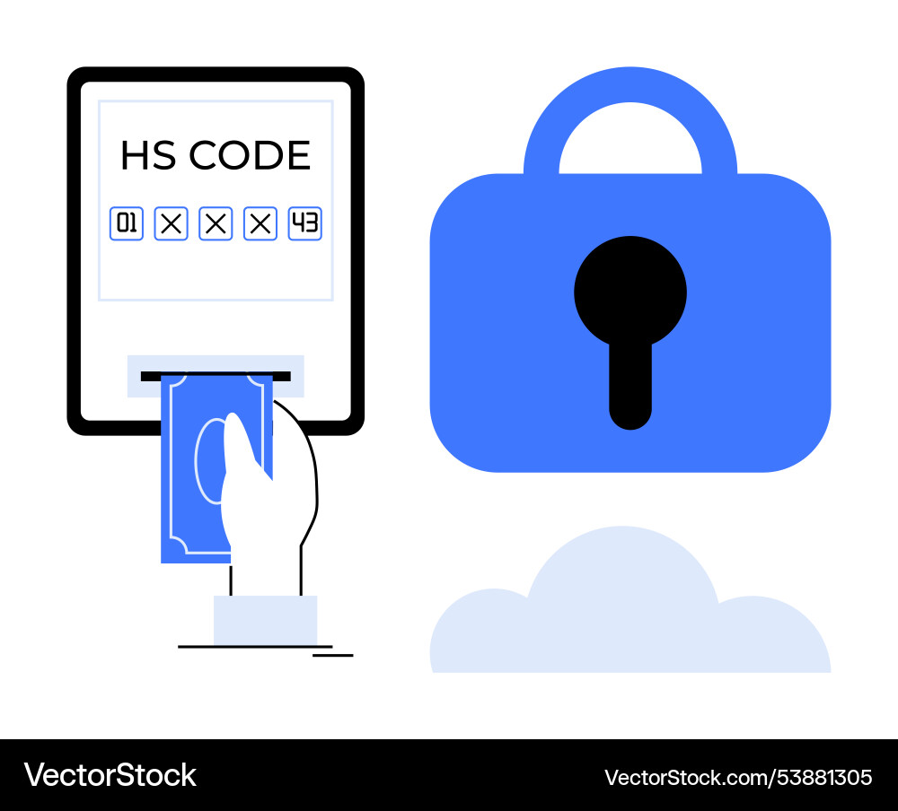 Secure payment system with hs code entry and lock Secure payment system with hs code entry and lock vector image