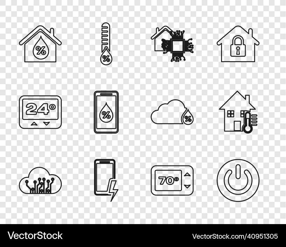 Set line internet of things power button smart Set line internet of things power button smart Vector Image