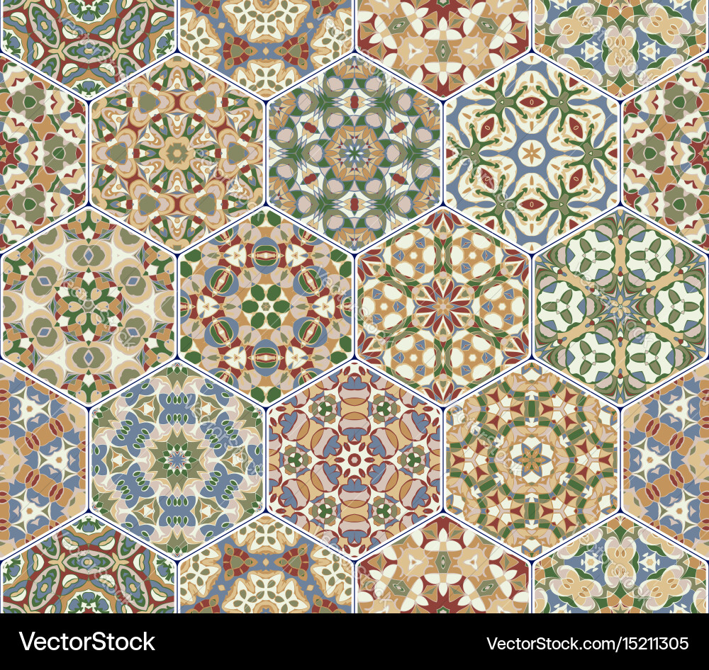 Set of hexagonal patterns vector image