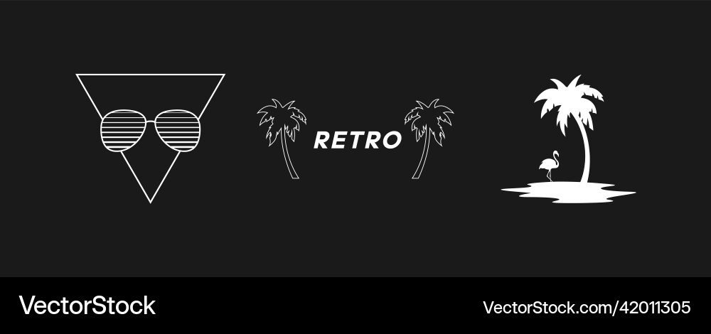 Set of retrowave design elements triangle Set of retrowave design elements triangle vector image