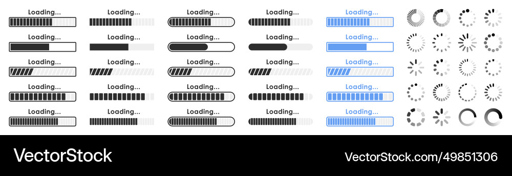 Big set loading icons load progress bar vector image