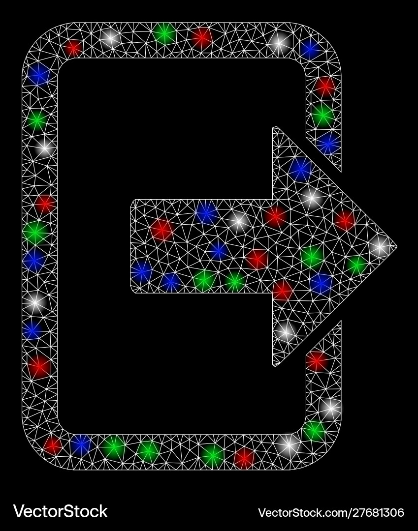 Bright mesh network exit door with flare spots Bright mesh network exit door with flare spots vector image