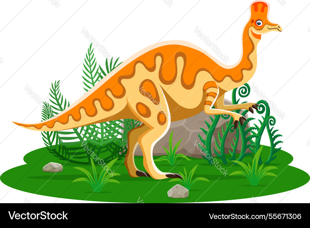 Cartoon dinosaur corythosaurus prehistoric lizard Cartoon dinosaur corythosaurus prehistoric lizard vector image