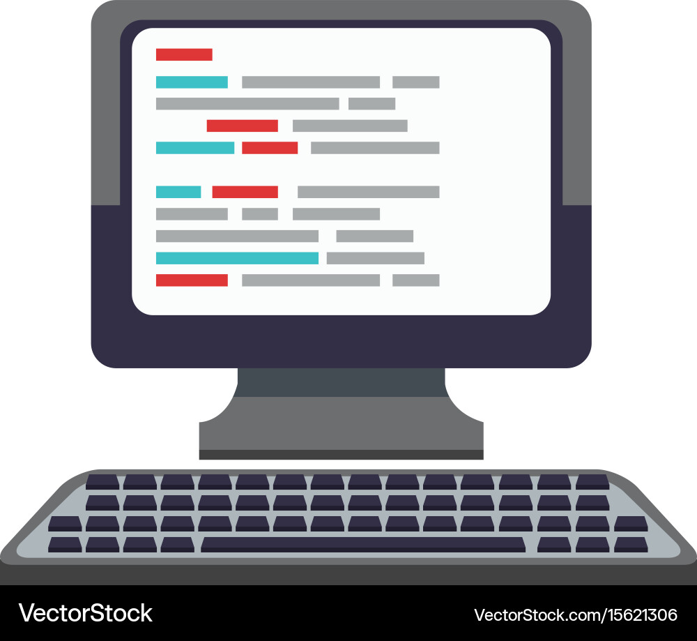 Computer technology device keyboard monitor vector image