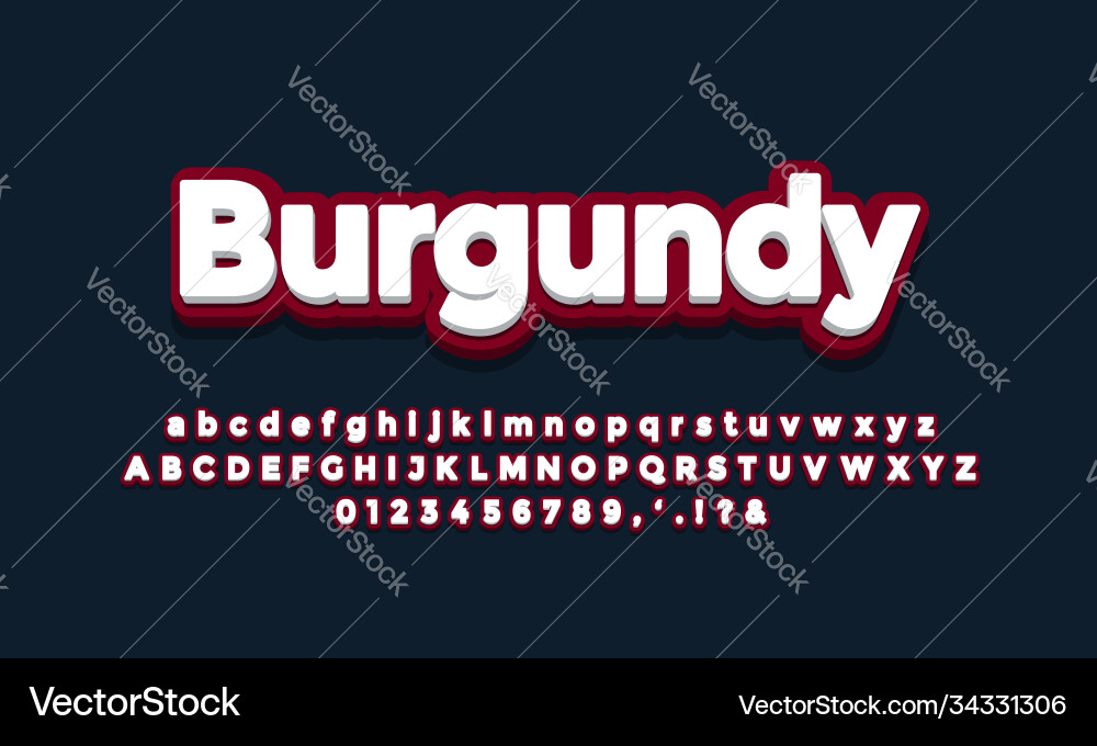 Dark red with white 3d font effect or text Dark red with white 3d font effect or text vector image